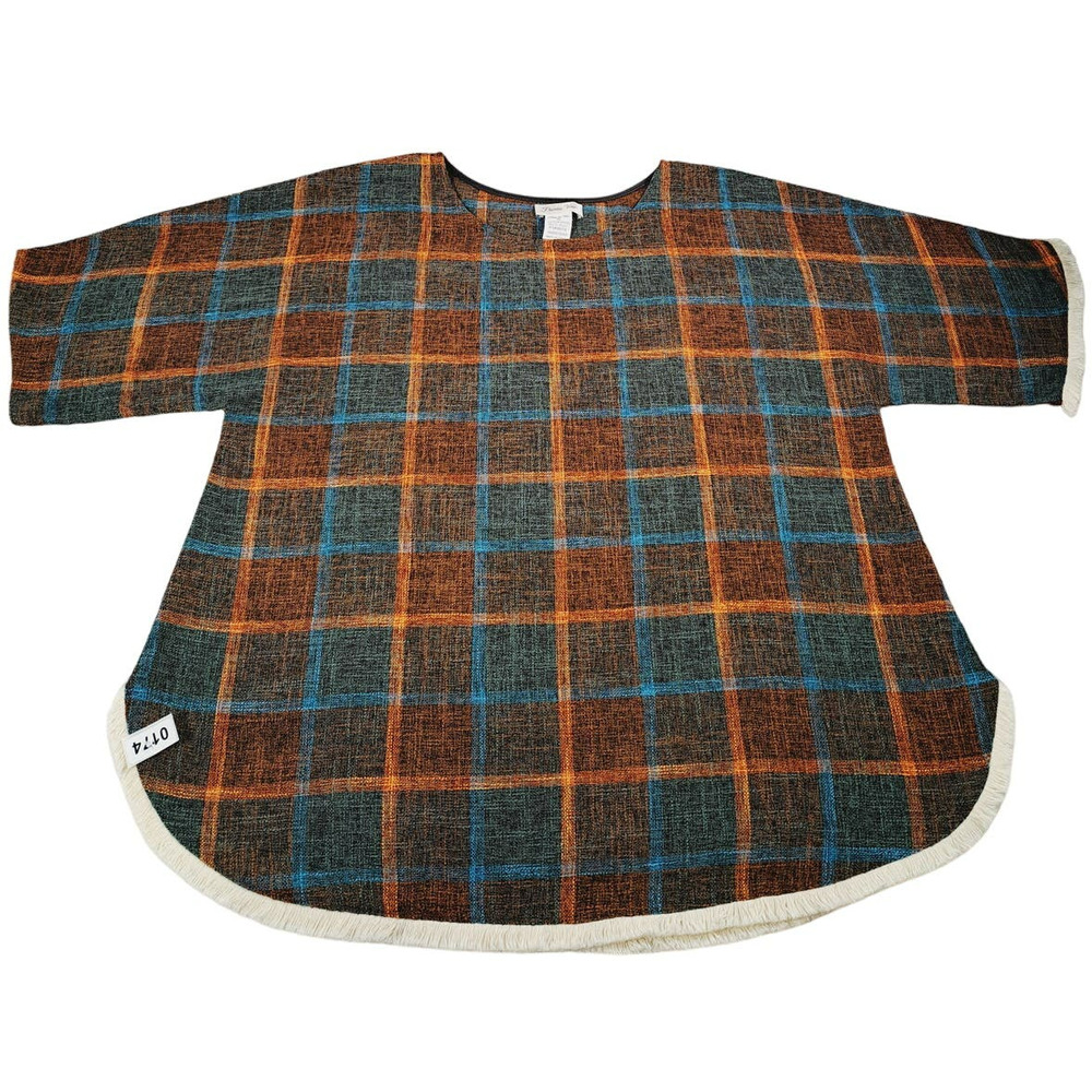 Paisley Vine Women's Polyester Tunic Top Blouse Multi-Rust Small